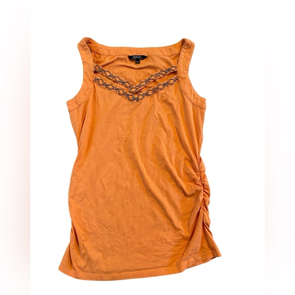 Renuar Burnt Orange Beaded Tank Top – Size L